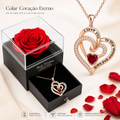 colar de zircao de Coração de amor de luxo com caixa de presentes de flor de rosa para mulheres e namoradas
