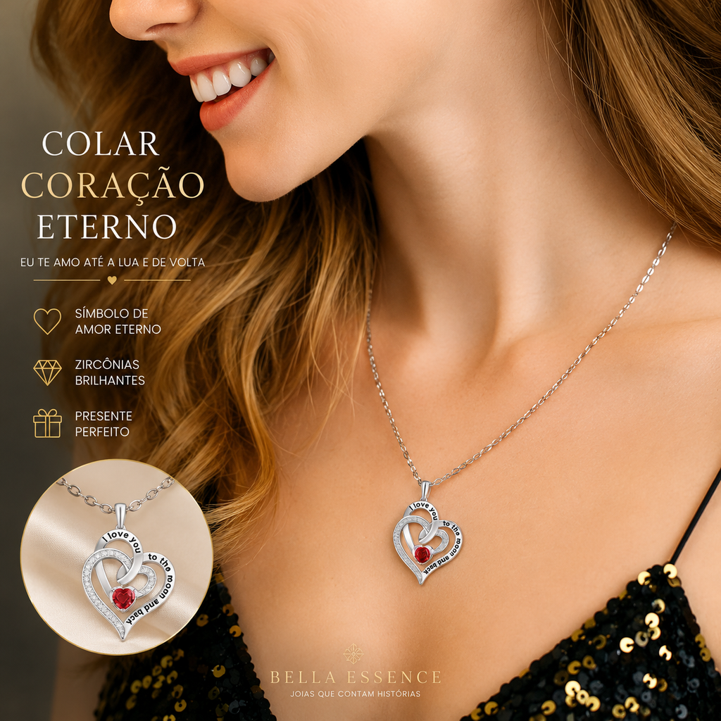 colar de zircao de Coração de amor de luxo com caixa de presentes de flor de rosa para mulheres e namoradas