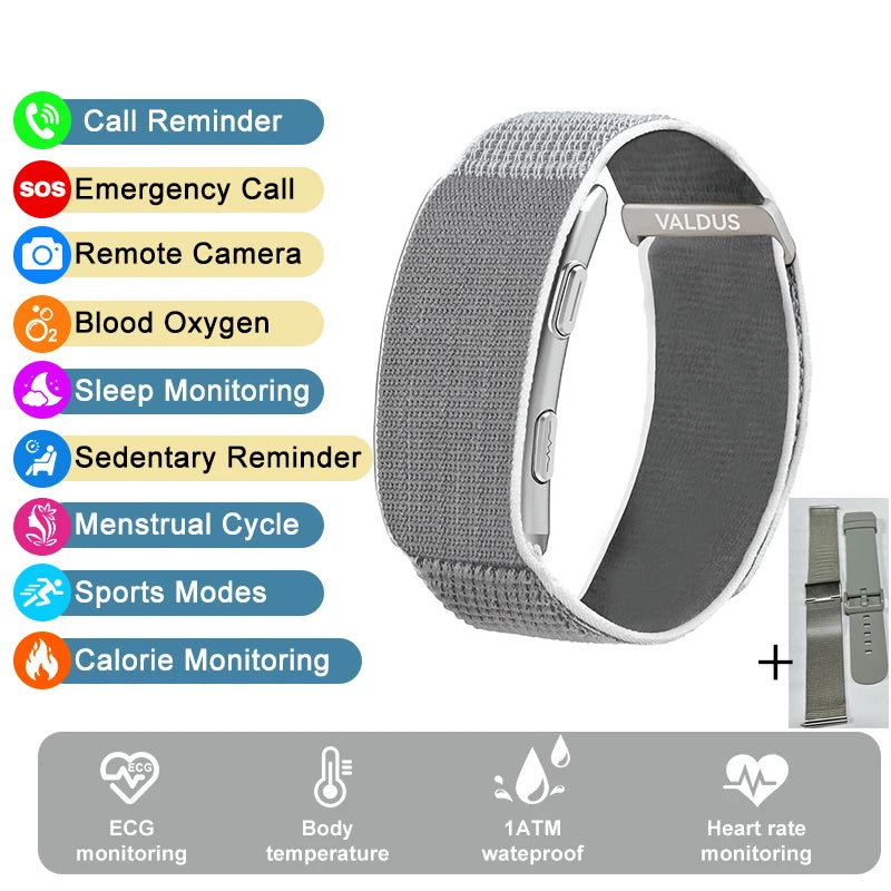 VALDUS 2026 New VITRO NO Screen Smart Bracelet ECG SOS Heart Rate Blood Pressure Sports Fitness Waterproof Screenless Smartwatch