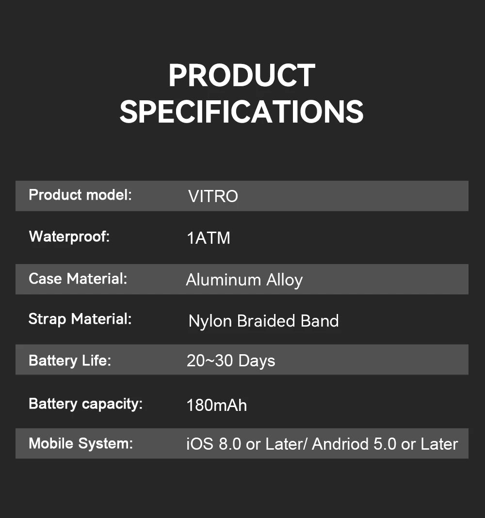 VALDUS 2026 New VITRO NO Screen Smart Bracelet ECG SOS Heart Rate Blood Pressure Sports Fitness Waterproof Screenless Smartwatch
