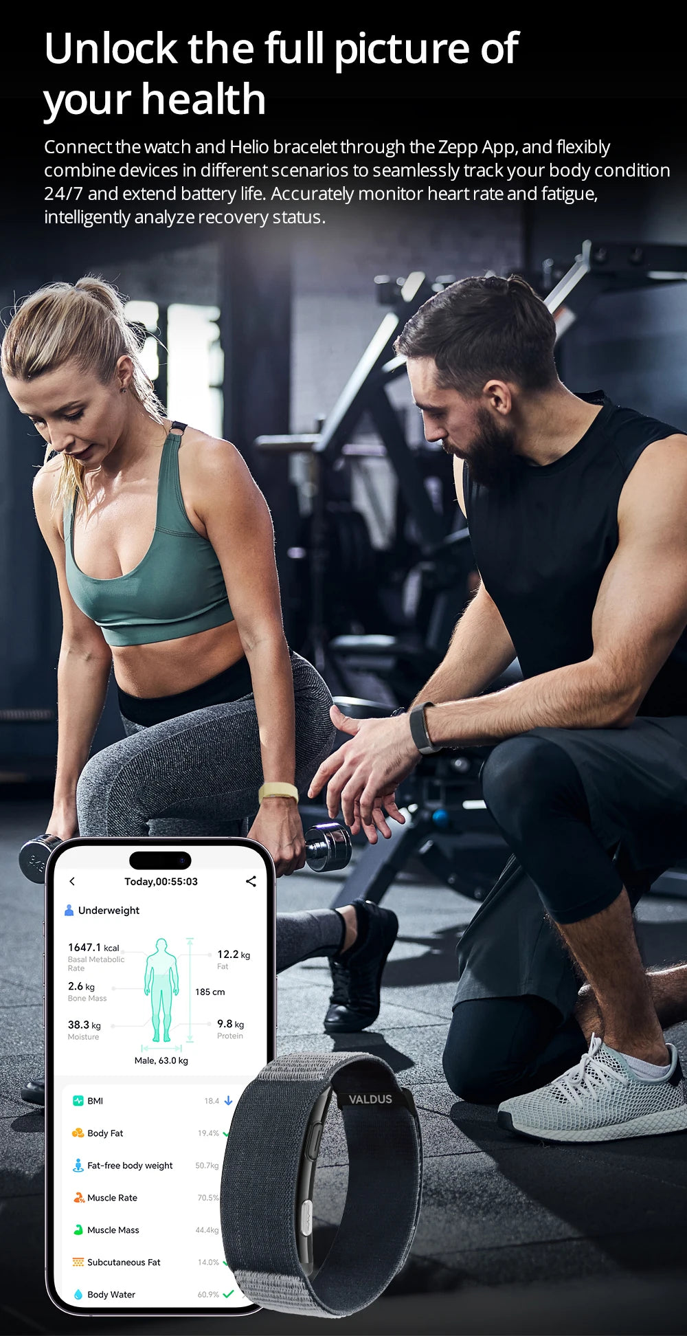 VALDUS 2026 New VITRO NO Screen Smart Bracelet ECG SOS Heart Rate Blood Pressure Sports Fitness Waterproof Screenless Smartwatch