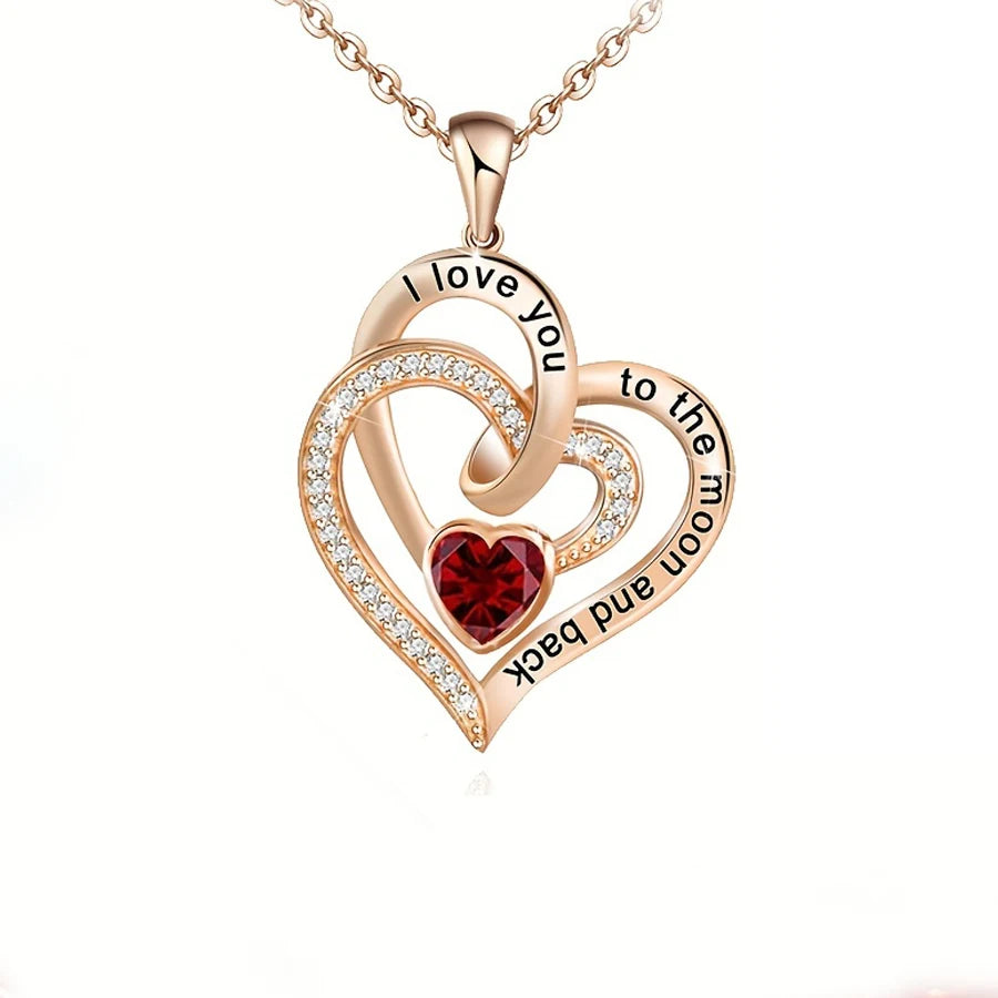 colar de zircao de Coração de amor de luxo com caixa de presentes de flor de rosa para mulheres e namoradas
