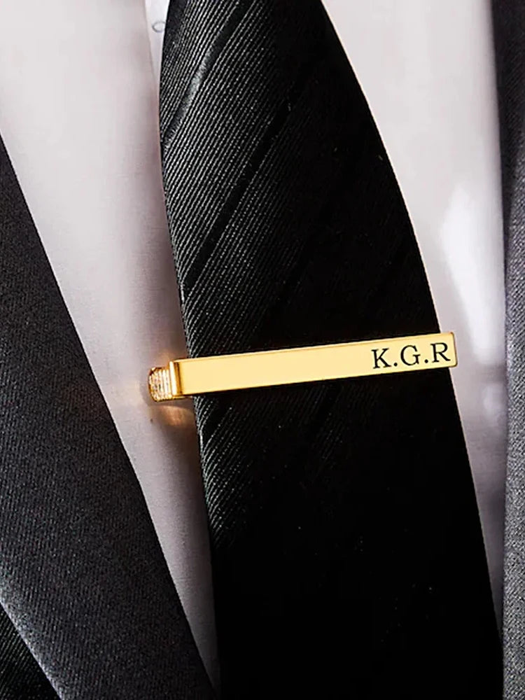 New Custom Carved Name Tie Clips Personalized Stainless Steel Luxury Men Tie Clip Women Jewelry Wedding Bride Groom Accessories