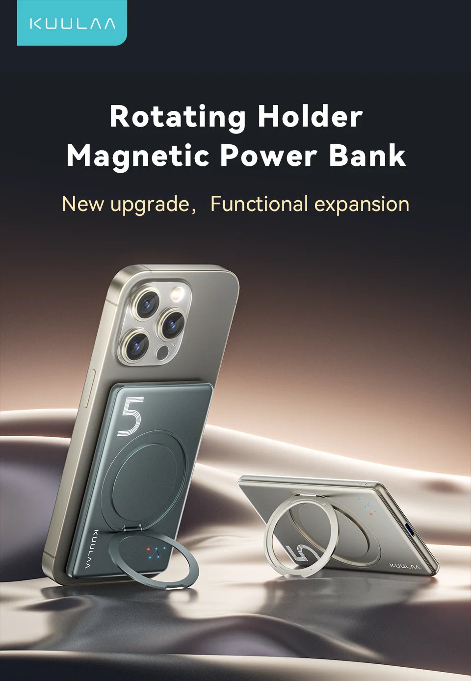 KUULAA Magsafe Power Bank 5000mAh Magnetic Battery with Stand External Battery Fast Charging For iPhone 17 16 15 14 13 PowerBank