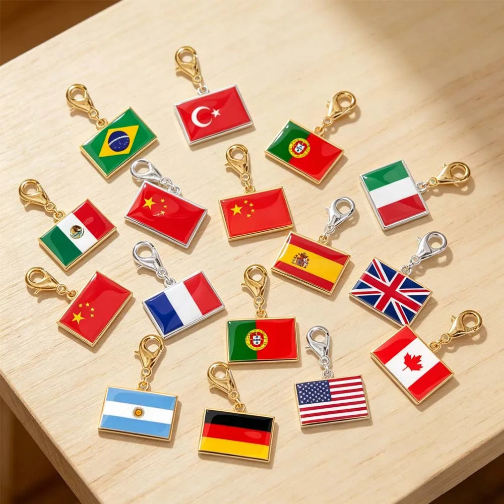 Custom DIY Small National Country Flag Charms Bracelet For Woman Men Personalized Stainless Steel Father Mother Day Gift Jewelry