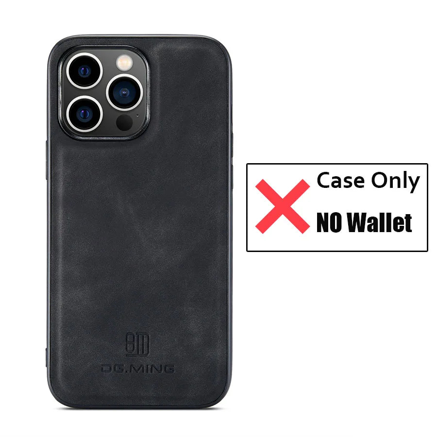 Luxury Magnetic Leather Wallet Case for iPhone 15 14 Plus 11 12 13 16 Pro XS Max X XR Magnet Detachable Money Card Holder Cover