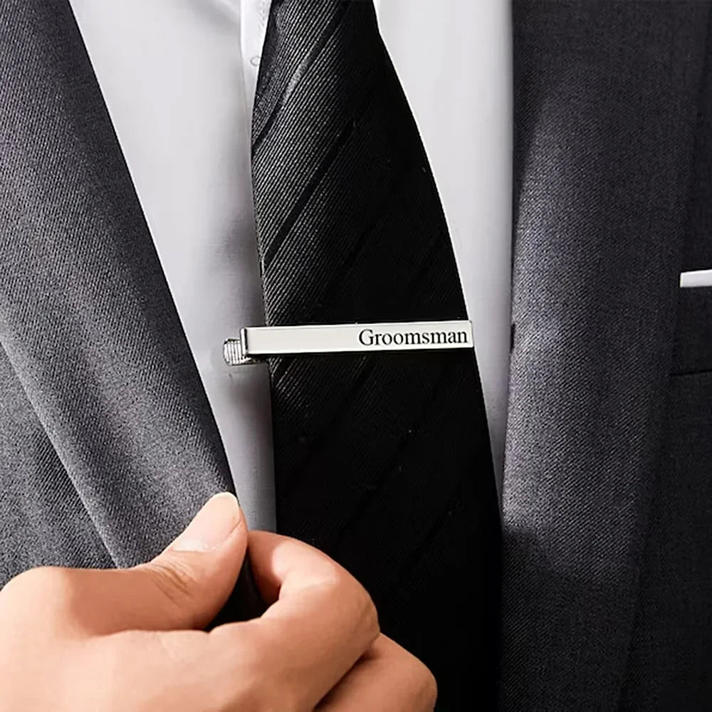 New Custom Carved Name Tie Clips Personalized Stainless Steel Luxury Men Tie Clip Women Jewelry Wedding Bride Groom Accessories