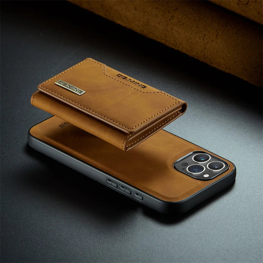 Luxury Magnetic Leather Wallet Case for iPhone 15 14 Plus 11 12 13 16 Pro XS Max X XR Magnet Detachable Money Card Holder Cover