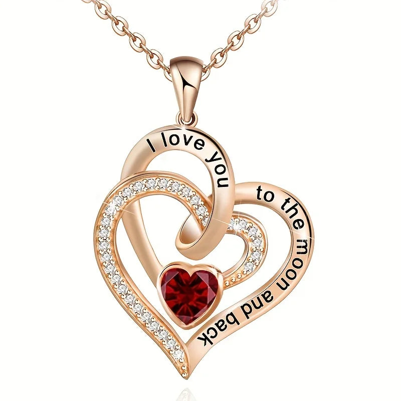 colar de zircao de Coração de amor de luxo com caixa de presentes de flor de rosa para mulheres e namoradas