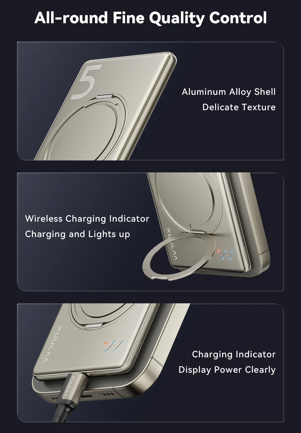 KUULAA Magsafe Power Bank 5000mAh Magnetic Battery with Stand External Battery Fast Charging For iPhone 17 16 15 14 13 PowerBank