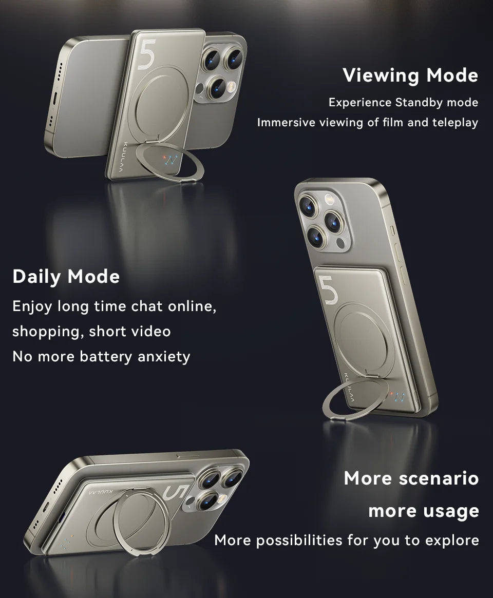 KUULAA Magsafe Power Bank 5000mAh Magnetic Battery with Stand External Battery Fast Charging For iPhone 17 16 15 14 13 PowerBank