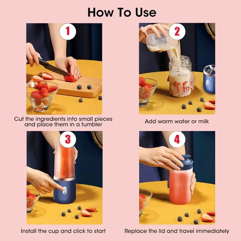Mini Liquidificador Portátil Recarregável