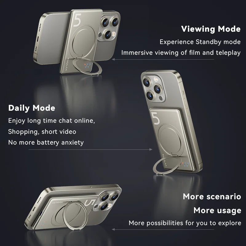 KUULAA Magsafe Power Bank 5000mAh Magnetic Battery with Stand External Battery Fast Charging For iPhone 17 16 15 14 13 PowerBank