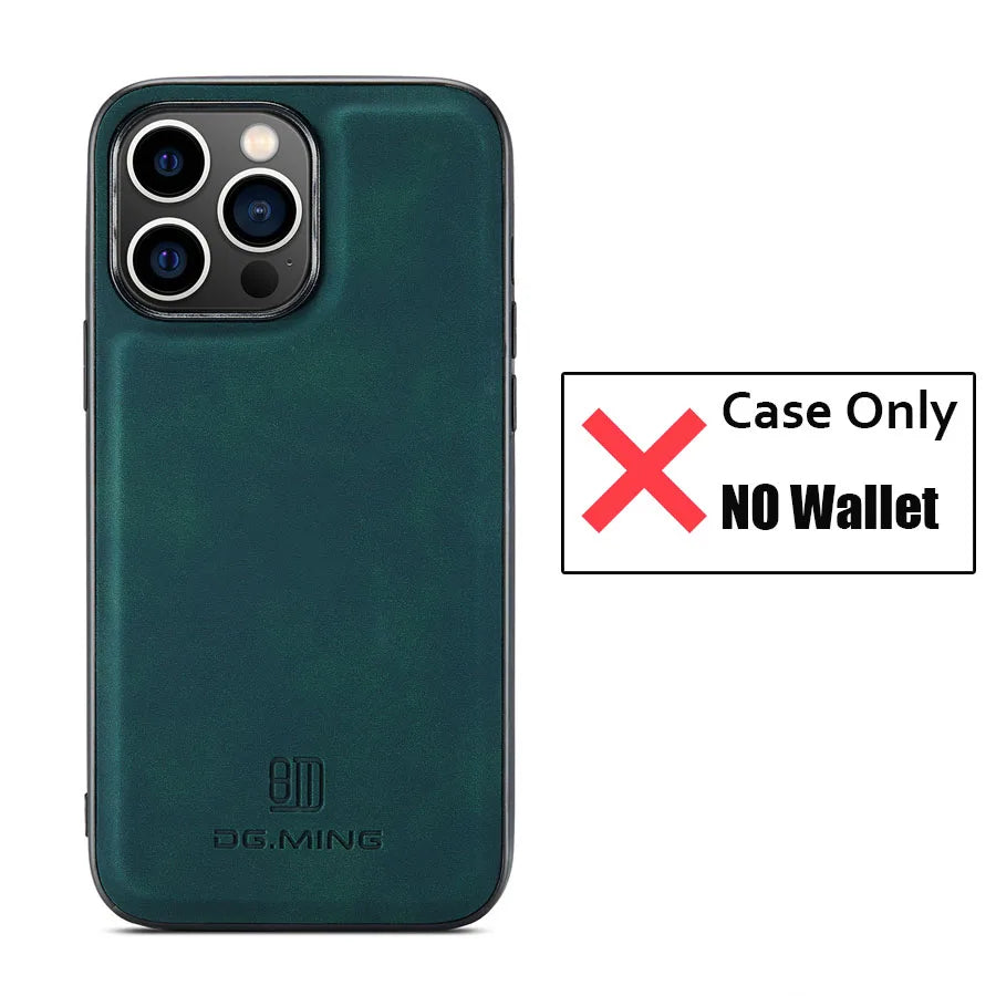 Luxury Magnetic Leather Wallet Case for iPhone 15 14 Plus 11 12 13 16 Pro XS Max X XR Magnet Detachable Money Card Holder Cover