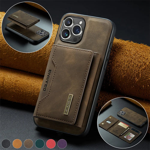 Capa Carteira Magnética Premium em Couro para iPhone