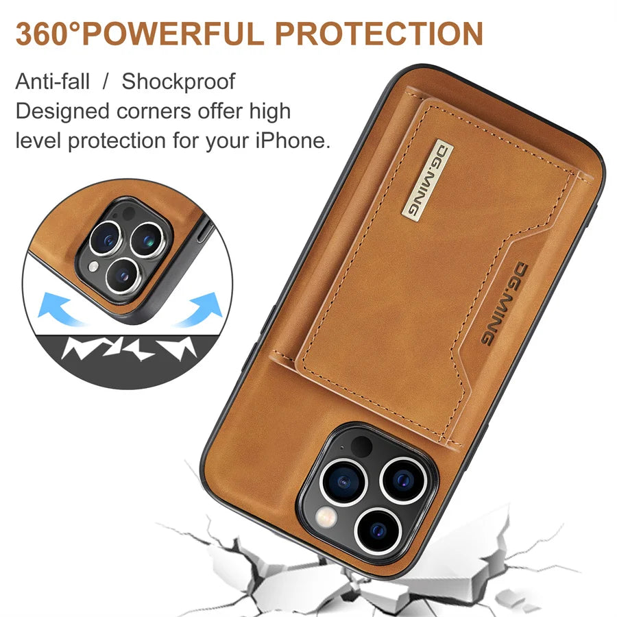 Luxury Magnetic Leather Wallet Case for iPhone 15 14 Plus 11 12 13 16 Pro XS Max X XR Magnet Detachable Money Card Holder Cover