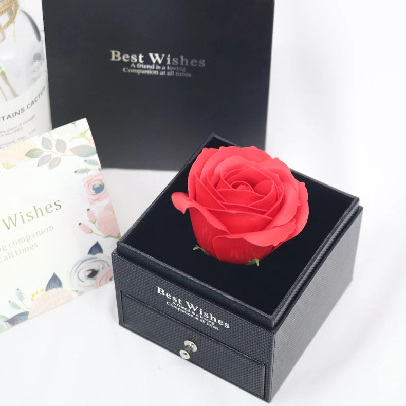 colar de zircao de Coração de amor de luxo com caixa de presentes de flor de rosa para mulheres e namoradas