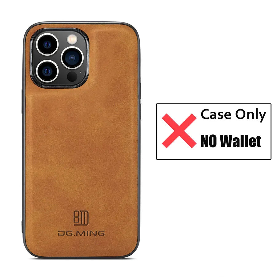Luxury Magnetic Leather Wallet Case for iPhone 15 14 Plus 11 12 13 16 Pro XS Max X XR Magnet Detachable Money Card Holder Cover