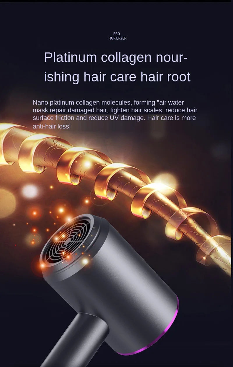 Hair Dryer High-Power Blue Light Negative Ion Ultra Silent Hair Care Quick Dry Home Powerful Constant Anion Electric Hair Dryer