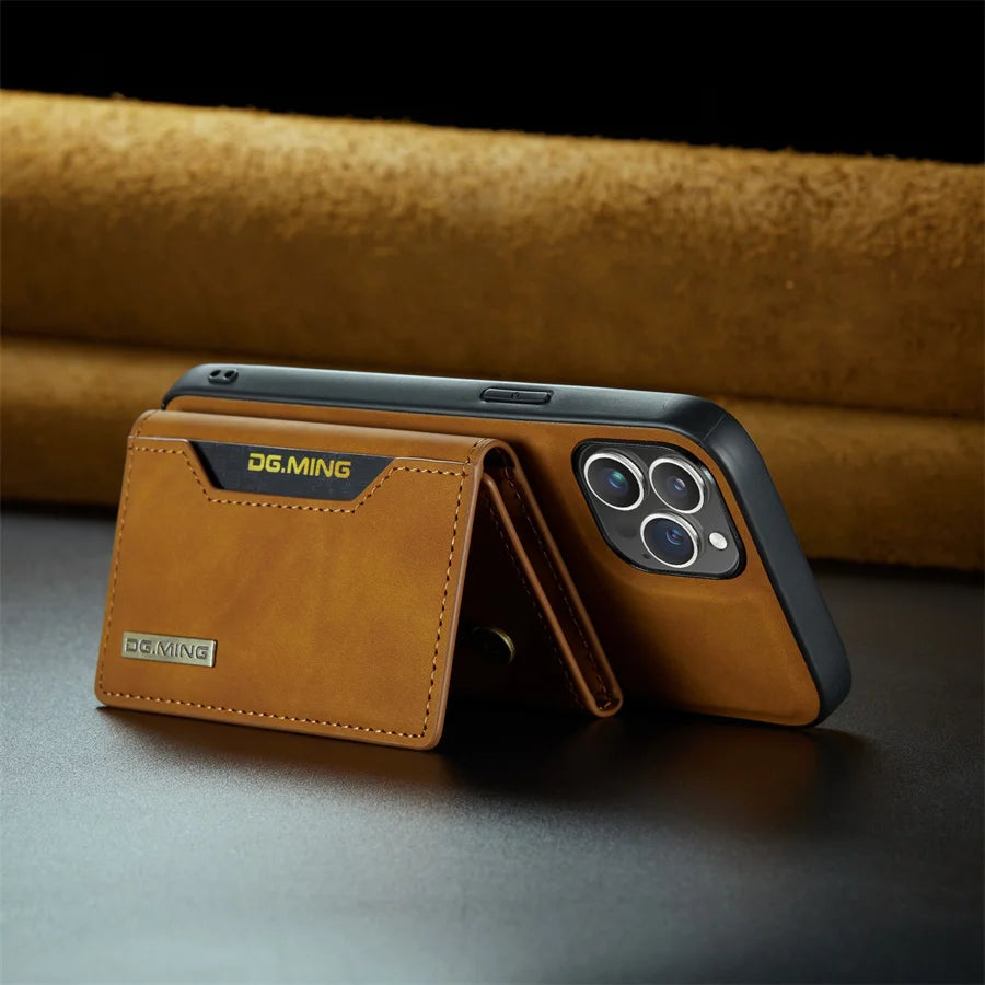 Luxury Magnetic Leather Wallet Case for iPhone 15 14 Plus 11 12 13 16 Pro XS Max X XR Magnet Detachable Money Card Holder Cover