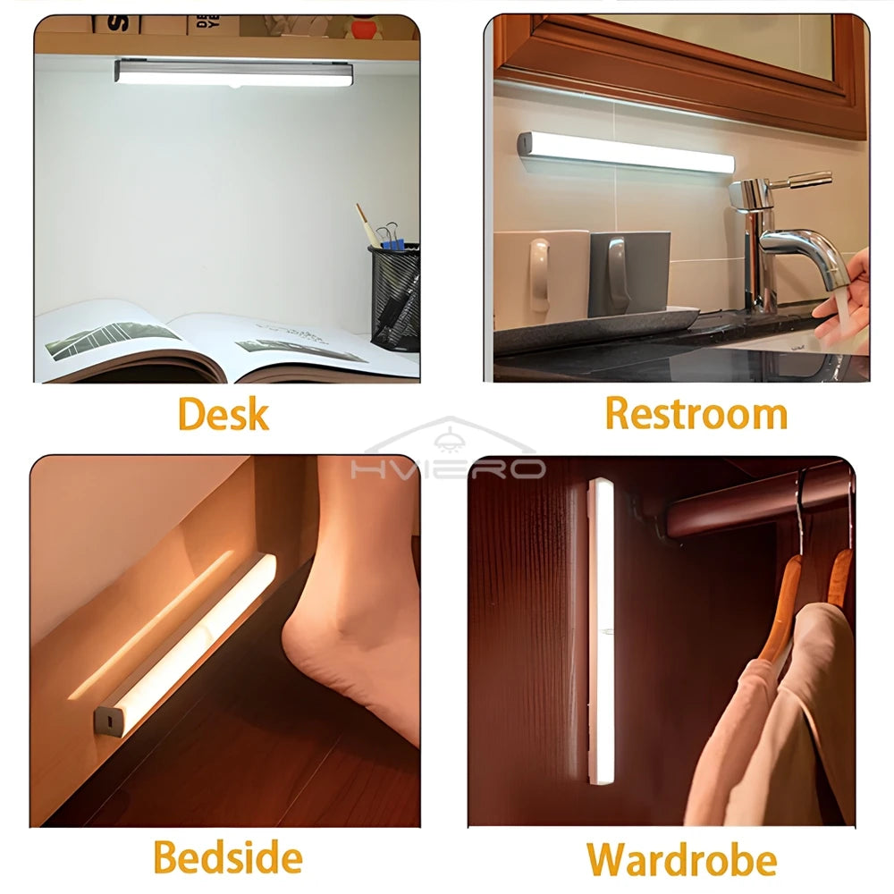 Motion Sensor Night Lights Wireless LED Lamp USB Rechargeable Magnetic For Wardrobe Room Closet Kitchen Aisle Tube Detector Bulb
