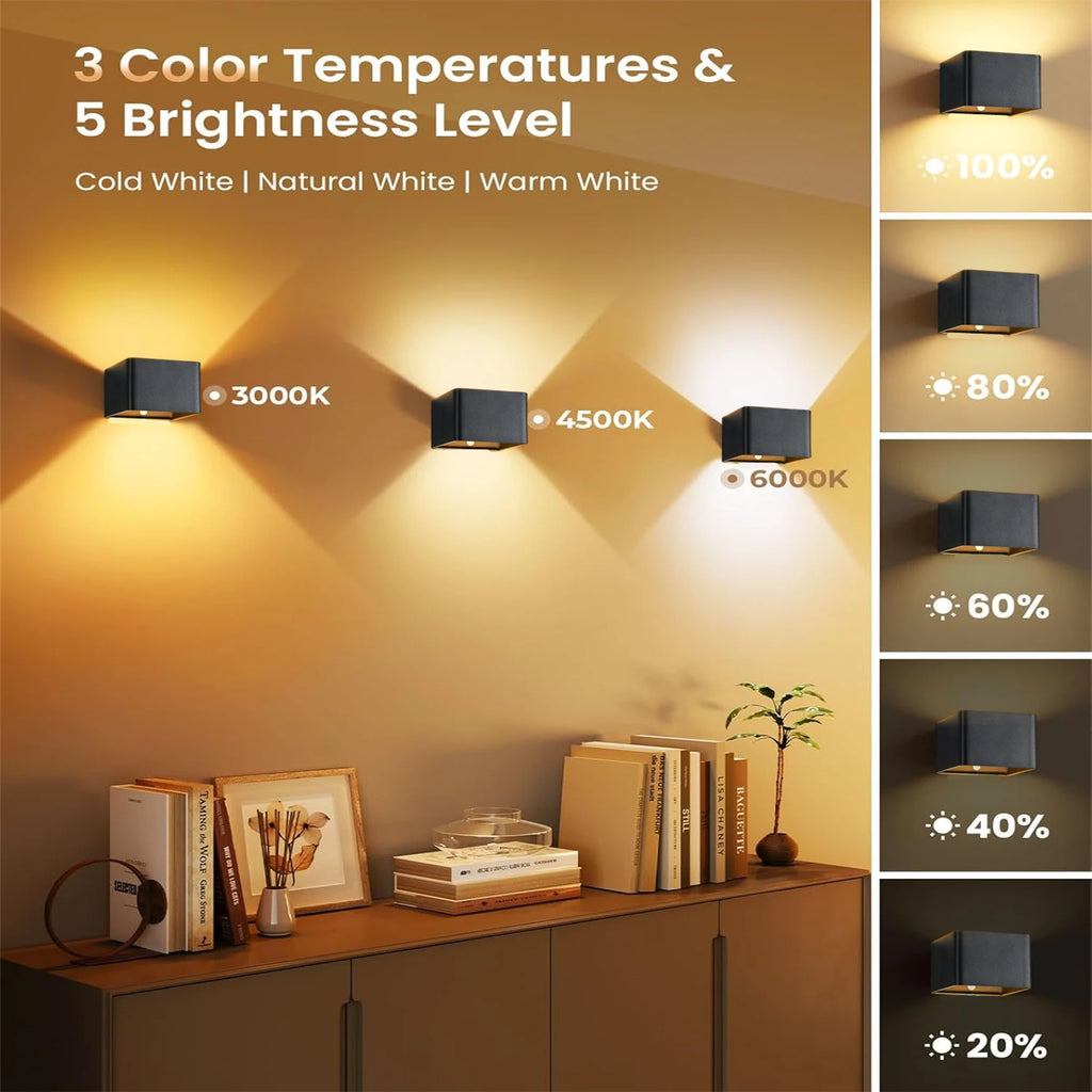 Wireless Rechargeable Battery-Powered Wall Light with Motion Sensor and Remote Control, 3-Color Wireless Wall Light, Led Indoor Up-And-Down Wall Light, 4000Mah, Adjustable Brightness, Magnetic Wall Light, Led Wall Light for B