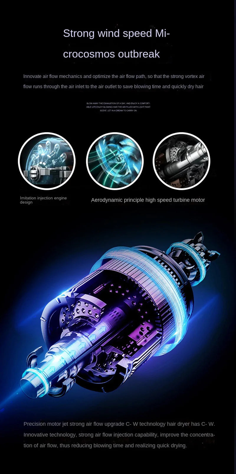 Hair Dryer High-Power Blue Light Negative Ion Ultra Silent Hair Care Quick Dry Home Powerful Constant Anion Electric Hair Dryer