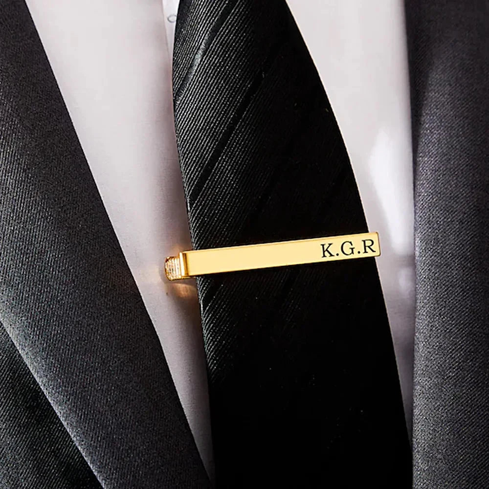 New Custom Carved Name Tie Clips Personalized Stainless Steel Luxury Men Tie Clip Women Jewelry Wedding Bride Groom Accessories
