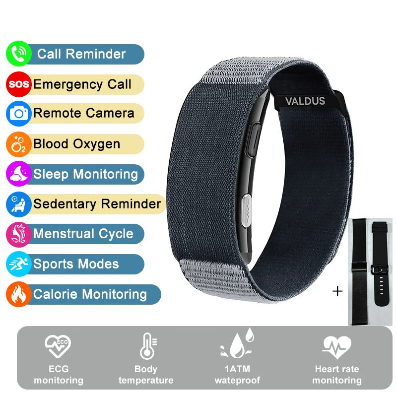 VALDUS 2026 New VITRO NO Screen Smart Bracelet ECG SOS Heart Rate Blood Pressure Sports Fitness Waterproof Screenless Smartwatch