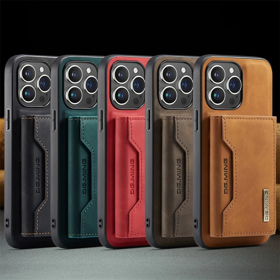 Luxury Magnetic Leather Wallet Case for iPhone 15 14 Plus 11 12 13 16 Pro XS Max X XR Magnet Detachable Money Card Holder Cover